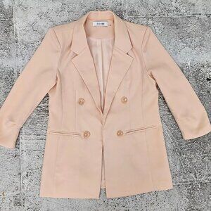 DO+BE Women Blazer Pink Tone Polyester Open Jacket Coat Size S